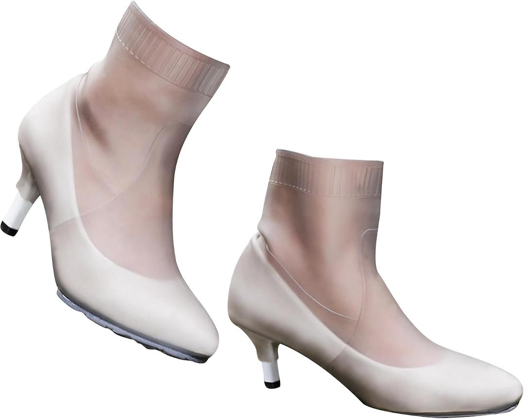 SooGree Rain High Heel Covers Anti-slip Boots Covers High Heel Overshoes Rain Cover Waterproof High Heel Protector (Grey, One Size)
