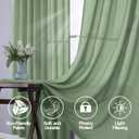 Mrs.Naturall Sage Green 36x54 Inches Long Back Tab Linen Blend Sheer Curtains
