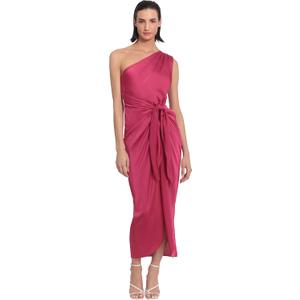 Donna Morgan Women's Donna Morgan Women's Dresses One Shoulder Faux Wrap Light Charmeuse Maxi with Tie Waist Occasion Event Party Guest of (Pink), Size 2