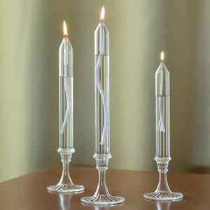 Glass Candle Set of 3, Refillable Use, Indoor Emergency Lighting Use Oil Candle, Smokeless and Odorless Clear Glass