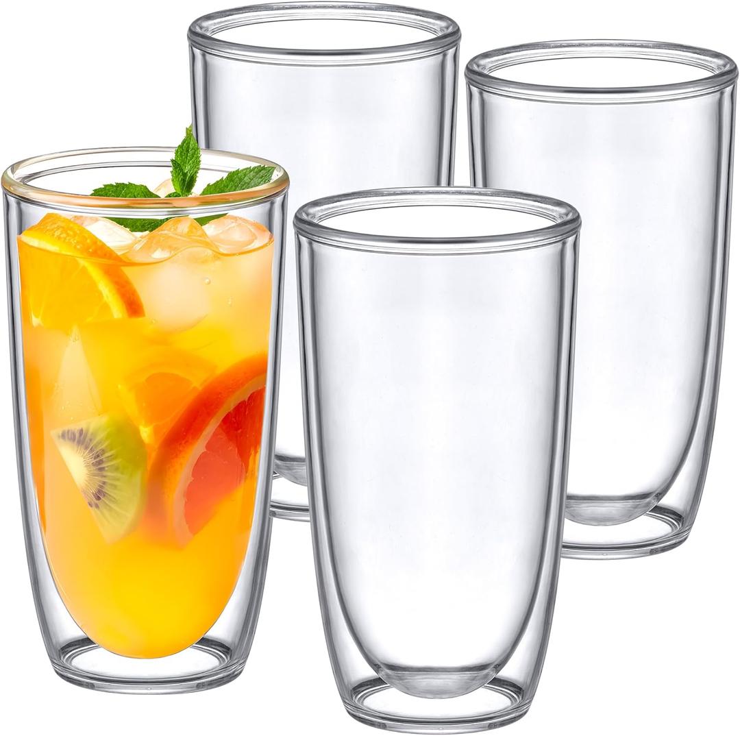Amazing Abby - Andes - 22-Ounce Insulated Plastic Tumblers (Set of 3), Double-Wall Plastic Drinking Glasses, All-Clear Reusable Cups, BPA-Free, Shatter-Proof, Dishwasher-Safe