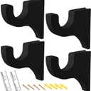 Briwooody 4 Pack Wooden Curtain Rod Brackets Curtain Rod Holder Wood Brackets Classics 3 1/2" Return Bracket for 2" Pole (Black)