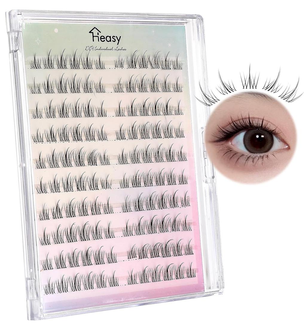 Manga Lash Clusters, Natural Lashes Clusters 120pcs Wispy Manhua Natural Lash Extensions Clear Band Lash Clusters with Spiky Individual Lashes DIY at Home, black
