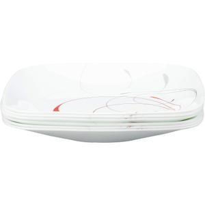 Corelle Vitrelle 6-Piece Salad Plate Set, Triple Layer Glass and Chip Resistant, Lightweight Square 8-1/2-Inch Plates Set, Splendor