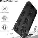 LSL Case for iPhone 15 Black Ribbon Bow Pattern Print Design Soft TPU Full Camera Lens Anti-Drop Anti-Scratch Shockproof Protective Slim Cover for Women Girls