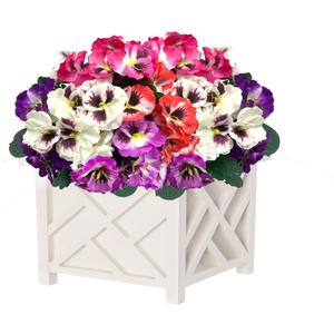 Artificial Flowers for Outdoors,10 Bundles UV Resistant Fake Silk Pansy Flowers,Summer Pansies Faux Plants Outdoor Decorations for Patio,Garden Porch Planters(Mix-Color)