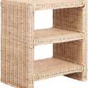 JONATHAN Y NST1000A Praerie 22" Coastal Bohemian Rattan/Wood 3 Tier End Table for Home, Living Room, Bedroom, Guest Room, Entryway, Natural, 19.68" W x 13.38" D x 22.04" H