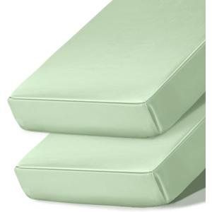 Ersmak 2 Pack Satin Crib Sheets for Baby, Silky Comfy Breathable Crib Sheets for Standard Crib and Toddler Mattresses (Sage Green, 28 x 52 x 9 in)