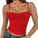 ForeFair Women Y2K Sweetheart Neck Sleeveless Crop Tank Tops Backless Spaghetti Strap Pleated Bustier Camis Going Out Top, Small