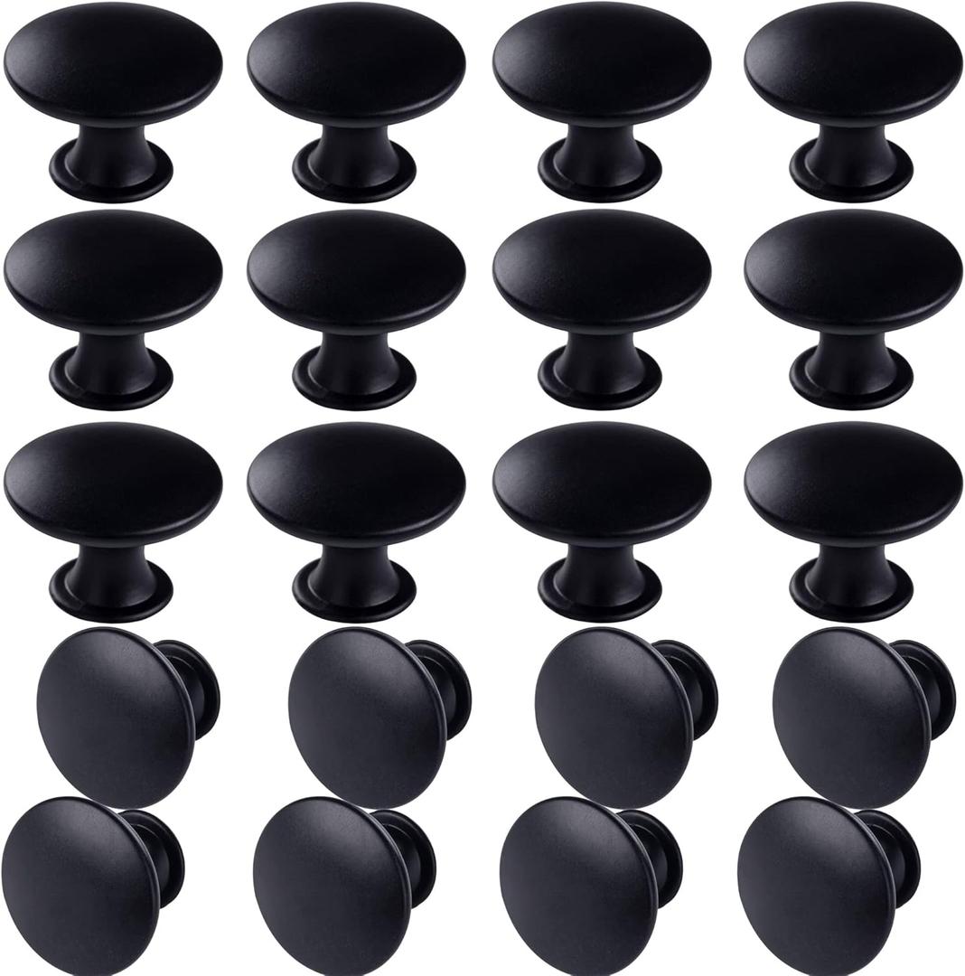 20 Pack Black Round Antique Brass Kitchen Cabinet Knobs Cupboard Door Knobs Drawer Handle Pulls Dresser Knobs with 21 Pcs Screws for Bathroom Drawer Door Hardware