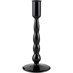 47th & Main Holder for Taper Candle Glass Candlestick Candleholder, Small, Black