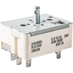 316436001 OEM Infinite Switch Compatible with Frigidaire and Affiliated Brands Replaces Parts 316021501, 1155395, EA1145040, AH1145040, White, NT-R68C