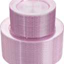 WDF 200PCS Pink Plastic Plates - Rose Gold Glitter Plastic Plates - Heavy Duty Pink Glitter Disposable Plates for Wedding Baby Shower Spring Birthday