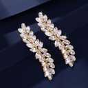 WHAVEL Rhinestone Hair Barrettes, Crystal Leaf French Bridal Hair Clips and Pins for Wedding, Vintage Hair Accessories for Bride and Bridesmaid (Gold)