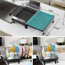 Expandable Dish Drying Rack, Dish Racks for Kitchen Counter, Stainless Steel 304, Flip-Top Retractable Plate, Multi-Directional Adjustable Dish Rack, Space Saving Large Drying Rack Kitchen, Black