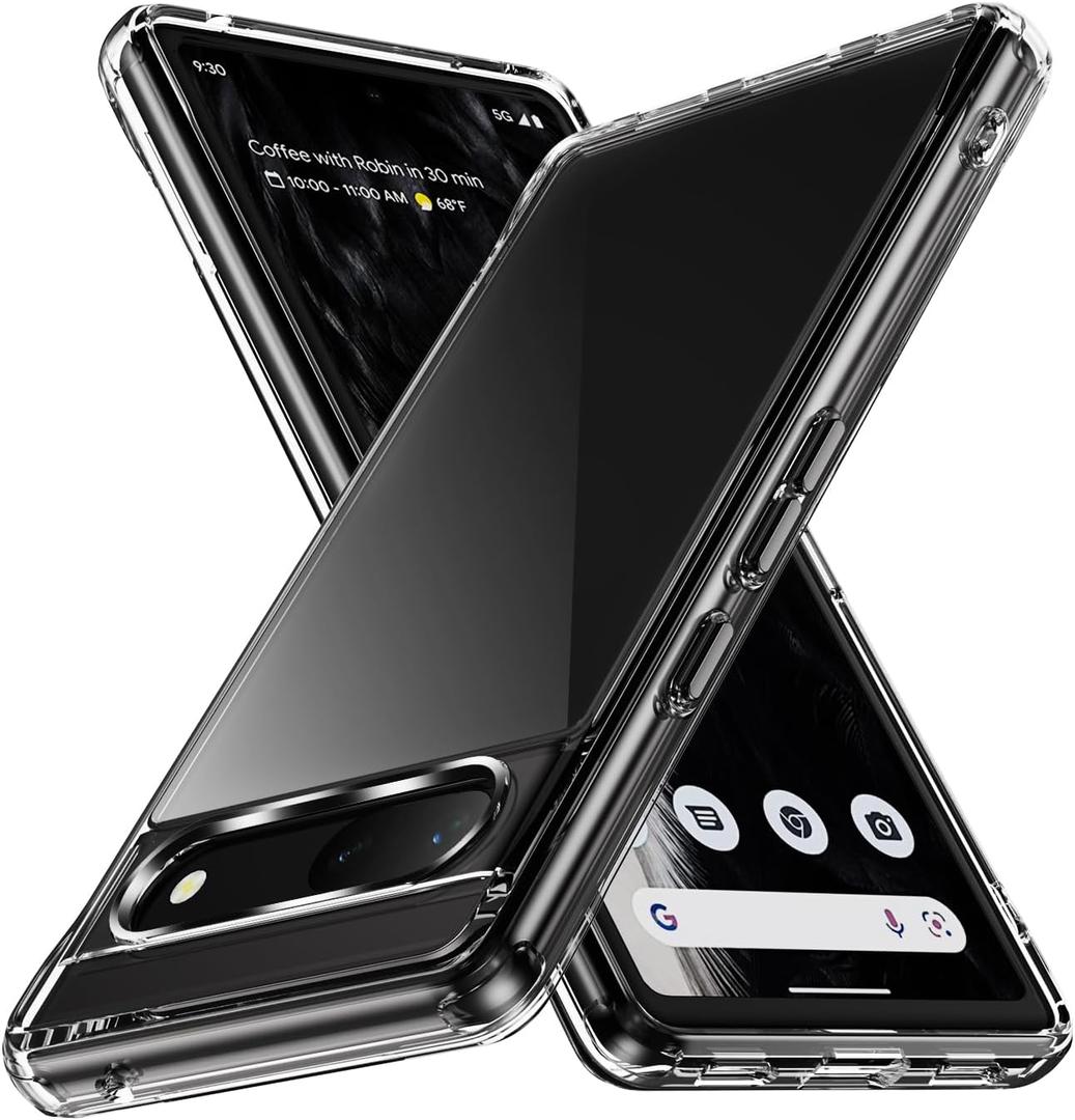 for Google Pixel 7A Clear Case Anti-Yellowing TPU & PC Back Cover with Camera Protection, Wireless Charging Compatible