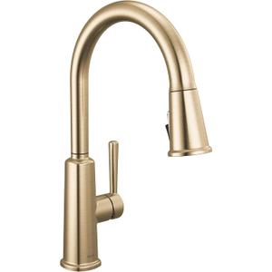 Delta Finnridge Brushed Gold Kitchen Faucet with Pull Down Sprayer, High Pressure ProClean Spray Modern Single Hole Kitchen Sink Faucet, Champagne Bronze 19730LF-CZ