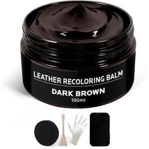 Brown Leather Recoloring Balm: Leather Color Restorer Conditioner, Leather Repair Kits for Vinyl Furniture Sofa Car Seats Shoes - Dye on Scratches Fades Worn Surfaces
