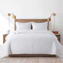 ROARINGWILD White Twin Size Quilt Bedding Sets with Pillow Sham, Lightweight Soft Bedspread Coverlet, Quilted Blanket Thin Comforter Bed Cover for All Season, 2 Pieces, 68x90 inches