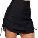 ALove Womens High Waisted Drawstring Swim Skirts Ruched Tummy Control Swimsuit Bottoms, XL
