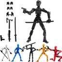 Titan T-13 Action Figures Fidget Toys for Boys Autism Sensory Toys 3D Lucky Dummy N13 Robot Anime Figures Multi Joints Movable Cool Gadget Toys for Kids (Assembly Completed/Black)