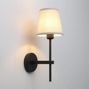 Vintage Wall Sconce with Linen Fabric Shade, E26 Bathroom Vanity Light, Hardwired Indoor 1-Light Wall Mounted Lamp for Hallway Bedside Nightstand Light