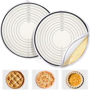 Enhon 2 Pack Pie Crust Bags for Rolling Out with 4"-11" Size Marks, Non Stick Pie Crust Dough Bag with Zipper, Food Grade Silicone Dough Rolling Bag for Making Pizza, Dishwasher Safe (Black)