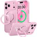 360 Spin Magnetic Stand for iPhone 17 Pro Case, [Fit for MagSafe][Military Protection][Full Camera Protection] Adjustable Kickstand iPhone Case for iPhone 17 Pro 6.3", Pink