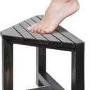 ENKEZI Shower Foot Rest 12 in - Shower Seat for Inside Shower - Shower Bench, Shower Stool for Shaving Legs, Corner Stool Suitable for Small Shower Spaces (Rustic Black)