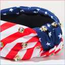 American Flag Knotted Headband for Women, 4th of July Headband with Rhinestones, Patriotic USA Flag Hair Accessories for Independence Day, Parade, Party and Daily Wear