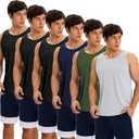 OYGSieg 6 Pack Men's Quick Dry Workout Tank Tops Breathable Gym Sleeveless Muscle Shirts for Active Men (XL)