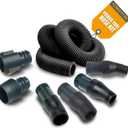 POWERTEC Power Tool Vacuum Hose Kit with 10' Hose, 4 Shop Vacuum Adapters & 2-1/2" to 2-1/4" Reducer for Miter Saw, Track Saw, Jigsaw, Orbital Sanders and Woodworking Power Tools (70376)