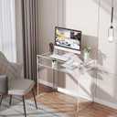 Acrylic Desk Laptop Study Table Home Office Console Table Entrance Tables, 33.5'' x 15.7'' x 29.5'' (Clear)