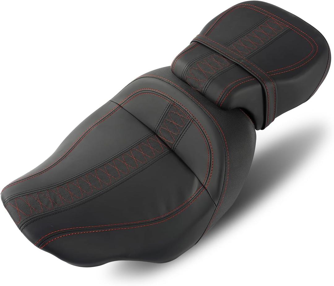 Driver Passenger Low-Profile 2-Up Leather Seat Fit for Harley Davidson Street Glide 2024-up,CVO Street Glide 2023-up,Road Glide&CVO Road Glide ST 2024-up,CVO Road Glide 2023-up