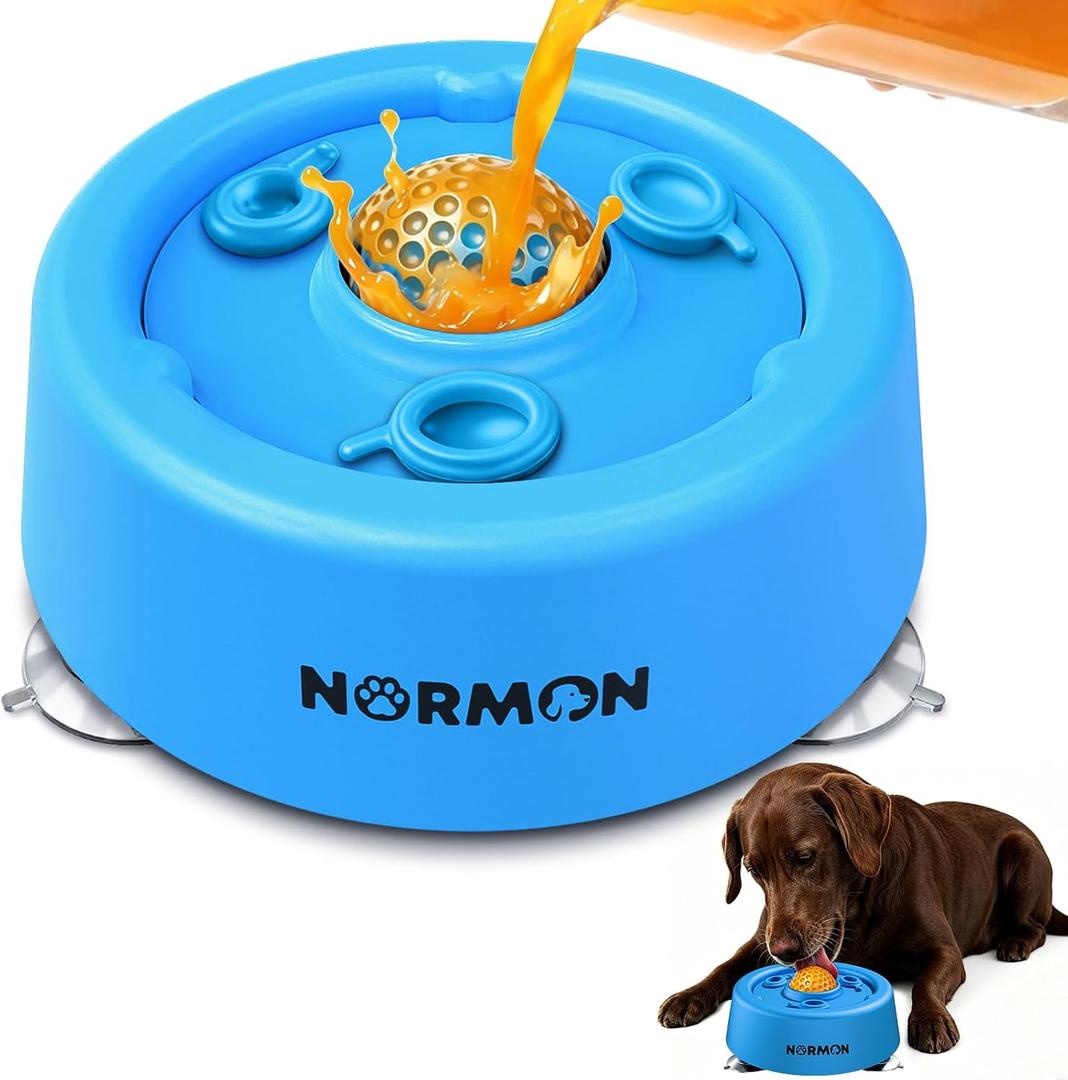 Dog Lick Bowl Slow Feeder with Rolling Ball & Suction Base