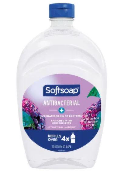 Softsoap Antibacterial Liquid Hand Soap, Kitchen and Bathroom Hand Soap, White Tea and Berry Scent, 50 fl oz Refill