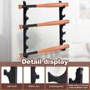 MorningRo 2 Pcs Baseball Bat Wall Mount Display Wood Bat Rack with Holders Horizontal Baseball Bats Holder with Hidden Holes Screws Anchor for Hockey Stick Memorabilia Collectible(Six,Black), 28 inches, 24 ounces