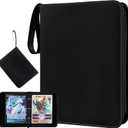 Jumbo Card Binder for Pokemon Jumbo Cards, iofeiwak Oversized 2 Pockets Card Binder with 3 Rings - Holds 80 Cards with 40 Removable Sleeves - Portable & Lightweight(Large 5.4"x7.55")