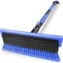 HEEYA 56 Inch Truck Snow Brush and Ice Scraper with Long Handle, Heavy Duty Snow Broom with Foam Grip for Pushing Heavy Snow for SUV Car Automobile Vehicle Windshield Window - Blue