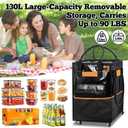 Reusable Grocery Bag on Wheels, 130L Large-Capacity Zippered Roller Tote, Carries Up to 90 LBS, Lightweight for Groceries, Laundry, Moving, Storage