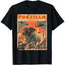 Pug Lover Clothes Pugs Clothing Japan Movie Poster Pugzilla Tee Design for Pug Owner Retro Vintage Apparel Pugs TShirt UnisexAdults, UnisexKids Black Short Sleeve TShirt Size S