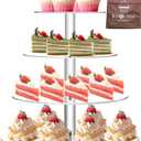 Jusalpha Large 4 Tier Cupcake Stand,Acrylic Round Cake Stand Dessert Tower Tea Party Serving Platter, Cupcake Tree Wedding Party Dcor, Stand with Rod Feet (4RF)