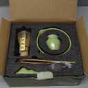 Matcha Kit Whisk Set (7 Pcs) - Complete Matcha Set, Matcha Bowl with Spout, Whisk with Holder, Bamboo Scoop with Rest and Sifter, Perfect Kit for Matcha Lovers (Green Mist)