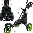 XDriveMax Pro 3-Wheel Golf Push Cart - 360° Swivel Front Wheel with Handle-Integrated Lock, One-Click Folding Lightweight Aluminum Frame, All-Terrain Wheels with Foot Brake & Console