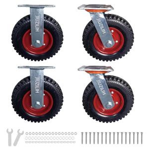 8" Caster Wheels For Carts Heavy Duty Casters Set Of 4 (2 Swivel & 2 Fixed) Cart Wheels Large Rubber Castor Wheels Sets 4 With Screws
