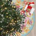 Gingerbread Christmas Tree Skirt, Pink Gingerbread Tree Skirt, Candyland Christmas Decorations for Funny Holiday Party Indoor Decoration Home Decor