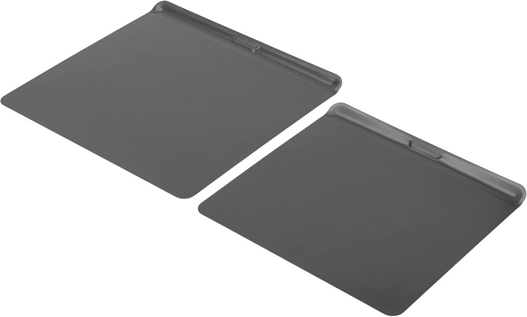 GoodCook AirPerfect Nonstick Steel Insulated Cookie Sheets, Assorted Size No-Burn Baking Sheets with Large Handles, Set of 2, Gray, 16 x 14-Inch & 14 x 12-Inch