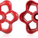 Dreyoo 2 Pack Outdoor Faucet Handles, 16 Point Broach 0.43" Round Stem Hole Faucet Handle Compatible with LASCO 01-5105, Round Wheel Handle Fits Most 3/8" Shaft Sillcock Valve Stems (Red)