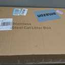 Stainless Steel Litter Box | XL Enclosed Cat Litter Boxes with Lid for Big Cats | High Sided, Anti-Urine Leakage | Non-Stick Bottom & Includes Litter Mat & Metal Scoop