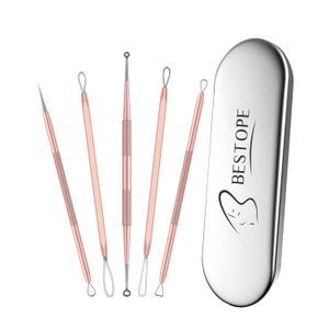 TAYTHI Blackhead Remover Tool, Pimple Popper Tool Kit, Blackhead Extractor Tool for Face, Extractor Tool for Comedone Zit Acne Whitehead Blemish, Stainless Steel Extraction Tools (1 Count (Pack of 1), Rose Gold)